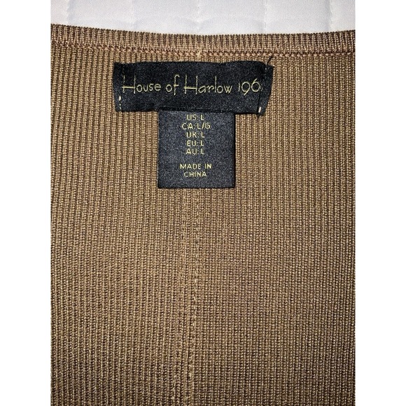 House of Harlow Large Brown Cropped Ribbed Knit Long Sleeve Top - Picture 10 of 12
